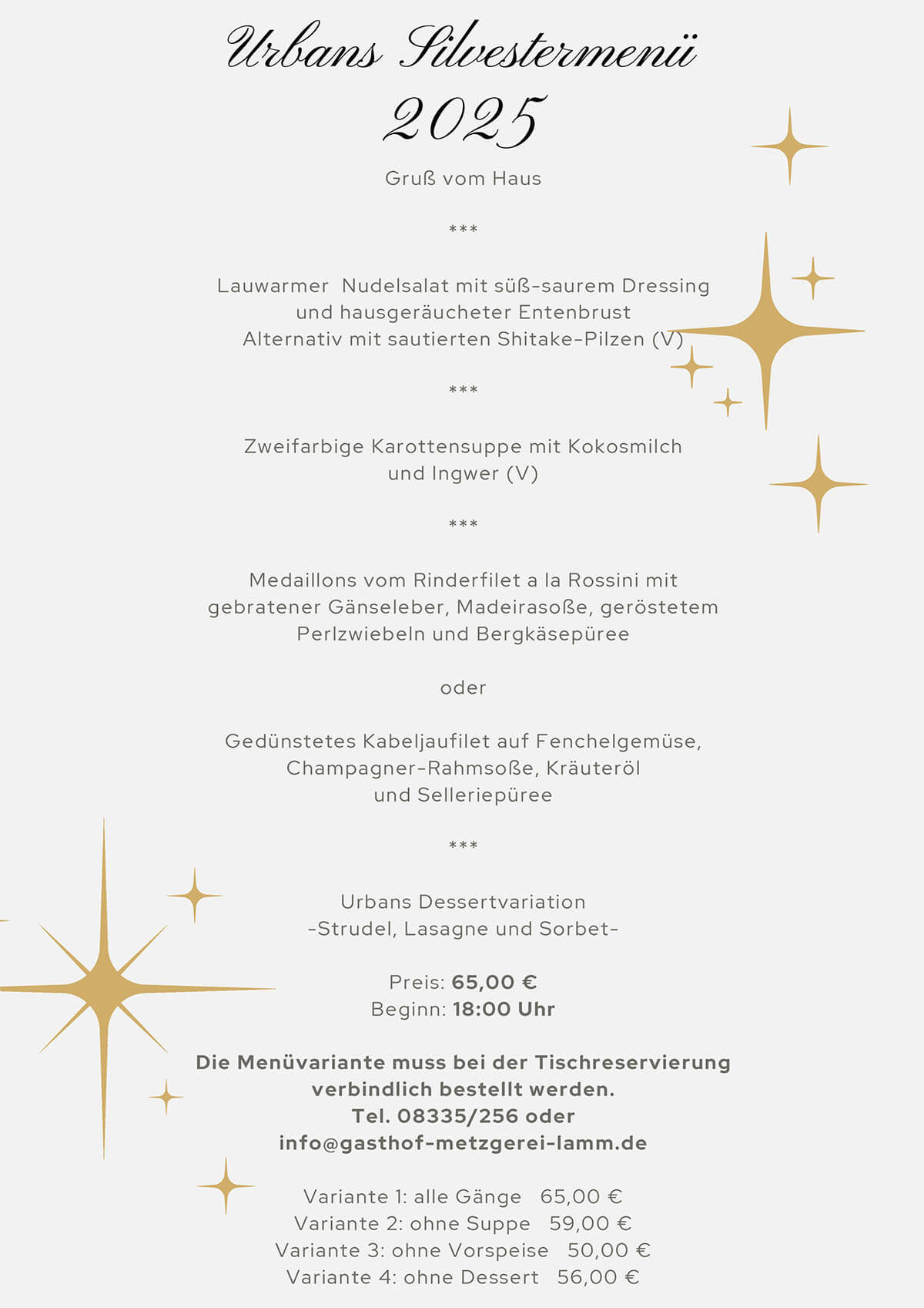 Urbans Silvestermenü 2025 Urbans Silvestermenü 2025